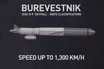 Tên lửa hành trình Burevestnik của Nga. Ảnh: RT.