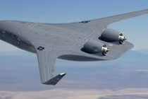 Ảnh đồ họa về mẫu máy bay có thân và cánh hòa quyện với nhau. Ảnh: MW.