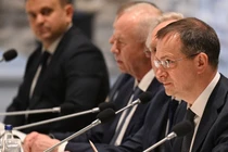 Trợ lý Tổng thống và trưởng đoàn đàm phán Nga Vladimir Medinsky tham dự cuộc hội đàm Nga-Ukraine ở Istanbul, Thổ Nhĩ Kỳ. Ảnh: Sputnik.