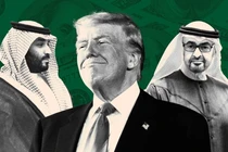 Tổng thống Mỹ Donald Trump, Thái tử Arab Saudi Mohammed bin Salman và nhà lãnh đạo UAE Sheikh Mohammed bin Zayed al-Nahyan. Ảnh: FT.