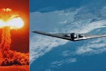 Hình ảnh một vụ nổ hạt nhân và máy bay ném bom B-2 của Mỹ. Ảnh: MW.
