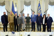 Tổng thống Ukraine Volodymyr Zelensky và lãnh đạo Đại hội Thế giới Người Ukraine. Ảnh: Kyiv Post.