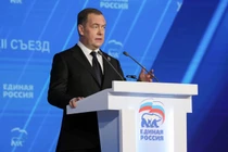Phó Chủ tịch Hội đồng An ninh Nga và lãnh đạo đảng Nước Nga Thống nhất Dmitry Medvedev. Ảnh: Sputnik.