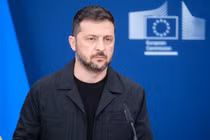 Tổng thống Ukraine Volodymyr Zelensky tham dự cuộc họp với các nhà lãnh đạo EU tại Brussels vào ngày 17/8. Ảnh: Getty.