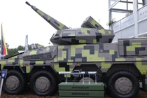 Hệ thống chống tên lửa và UAV Rheinmetall Skyranger 30 được trưng bày tại Triển lãm hàng không ILA Berlin 2024 ở Schoenefeld, Đức, ngày 5/6 (Ảnh: Getty)