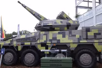 Hệ thống chống tên lửa và UAV Rheinmetall Skyranger 30 được trưng bày tại Triển lãm hàng không ILA Berlin 2024 ở Schoenefeld, Đức, ngày 5/6 (Ảnh: Getty)