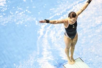 Sofiya Lyskun tại Giải vô địch thể thao dưới nước thế giới 2024. Ảnh: Getty.