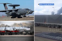 Hình ảnh máy bay cảnh báo sớm A-50 AEW&C, máy bay ném bom Tu-95MSM và cuộc tấn công bằng máy bay không người lái của Ukraine. Ảnh: MW.