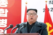 Lãnh đạo Triều Tiên Kim Jong-un trong một bài phát biểu. Ảnh: Getty.
