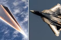 Ảnh đồ họa về vũ khí siêu thanh và chiến đấu cơ Su-57 của Nga. Ảnh: MW.