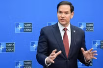 Ngoại trưởng Mỹ Marco Rubio phát biểu trong cuộc họp của các Bộ trưởng Ngoại giao NATO tại Brussels vào ngày 4/4. Ảnh: Getty.