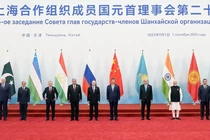 Chủ tịch Trung Quốc Tập Cận Bình cùng các nhà lãnh đạo SCO tham dự hội nghị thượng đỉnh Tổ chức Hợp tác Thượng Hải tại Thiên Tân, Trung Quốc hôm đầu tuần. Ảnh: Kyodo.