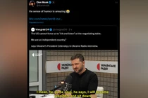 Ảnh chụp đoạn phỏng vấn của Tổng thống Ukraine Volodymyr Zelensky (Ảnh: RT)