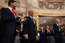 Ông Donald Trump tại phòng Rotunda, Điện Capitol trước khi có bài phát biểu nhậm chức Tổng thống Mỹ. Ảnh: Getty.