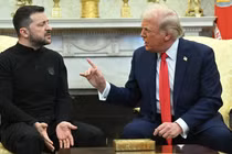 Tổng thống Mỹ Donald Trump và Tổng thống Ukraine Volodymyr Zelensky có cuộc tranh luận căng thẳng tại Phòng Bầu dục của Nhà Trắng vào ngày 28/2. Ảnh: AFP.