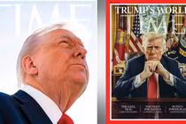 Bìa cũ (trái) bị ông Trump chê bai và bìa mới được tạp chí Time cho ra mắt. Ảnh: Deadline.