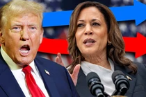 Hai ứng viên Donald Trump và Kamala Harris đang có cuộc đua sát nút (Ảnh: Independent)