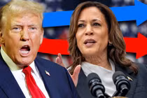 Hai ứng viên Donald Trump và Kamala Harris đang có cuộc đua sát nút (Ảnh: Independent)