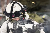 Một binh sĩ Thụy Điển tham gia cuộc tập trận quân sự Phản ứng Bắc Âu ở biên giới Phần Lan/Na Uy (Ảnh: Getty)