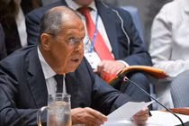 Ngoại trưởng Nga Sergey Lavrov phát biểu tại cuộc họp của Hội đồng Bảo an Liên hợp quốc ngày 16/7 (Ảnh: Sputnik)