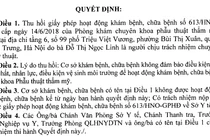 Nội dung quyết định thu hồi giấy phép hoạt động của Phòng khám Korea của Sở Y tế Hà Nội