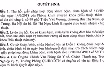 Nội dung quyết định thu hồi giấy phép hoạt động của Phòng khám Korea của Sở Y tế Hà Nội