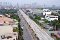 Gói thầu xây dựng đường cầu cạn trên cao, dự án đường sắt đô thị tuyến Nhổn - ga Hà Nội đã hoàn thành. Ảnh: VOV.