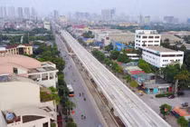 Gói thầu xây dựng đường cầu cạn trên cao, dự án đường sắt đô thị tuyến Nhổn - ga Hà Nội đã hoàn thành. Ảnh: VOV.