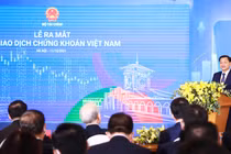 Phó Thủ tướng Lê Minh Khái phát biểu tại lễ ra mắt Sở Giao dịch chứng khoán Việt Nam