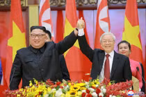 Tổng Bí thư Đảng Lao động Triều Tiên Kim Jong-un gặp gỡ Tổng Bí thư Nguyễn Phú Trọng tháng 3/2019 tại Hà Nội