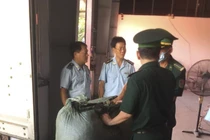 Lực lượng chức năng tiến hành kiểm tra lô thảo dược nhập lậu tại cảng Tiên Sa (Đà Nẵng)