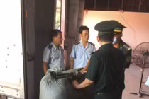 Lực lượng chức năng tiến hành kiểm tra lô thảo dược nhập lậu tại cảng Tiên Sa (Đà Nẵng)