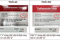 Đặc điểm phân biệt thuốc Cefuroxim 500 giả và thật (ảnh Cục Quản lý Dược cung cấp)