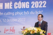 Ông Nguyễn Trùng Khánh - Tổng Cục trưởng Tổng cục Du lịch, Bộ VH-TT&DL Việt Nam phát biểu tại Diễn đàn Du lịch Mê Công 2022 tổ chức tại Quảng Nam