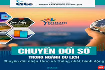 Trang bìa của cẩm nang hướng dẫn chuyển đổi số trong ngành du lịch mang chủ đề "Chuyển đổi nhận thức và thống nhất hành động” 