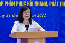 Quyền Bộ trưởng Y tế Đào Hồng Lan phát biểu tại hội nghị trực tuyến Nâng cao công tác chăm sóc sức khỏe nhân dân và chủ động thích ứng linh hoạt, góp phần phục hồi nhanh, phát triển bền vững vừa diễn ra hôm 21/8 (Ảnh VGP/Nhật Bắc)