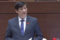 Bộ trưởng Bộ Y tế Nguyễn Thanh Long trả lời chất vấn trước Quốc hội (Ảnh - MT) 