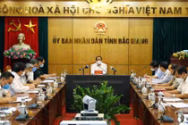 Toàn cảnh buổi làm việc của Phó Thủ tướng Chính phủ Lê Văn Thành với tỉnh Bắc Giang về tình hình phòng, chống dịch COVID- 19 (Ảnh - Đức Duy) 