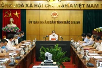 Toàn cảnh buổi làm việc của Phó Thủ tướng Chính phủ Lê Văn Thành với tỉnh Bắc Giang về tình hình phòng, chống dịch COVID- 19 (Ảnh - Đức Duy) 