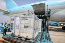 Gần 600.000 liều vaccine phòng COVID-19 của AstraZeneca về đến sân bay Tân Sơn Nhất (TP. HCM) (Ảnh - VNVC)