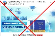 Bài viết quảng cáo sản phẩm súc họng Neco chặn COVID (Ảnh - VT) 