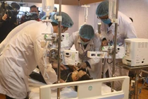 Các bác sĩ diễn tập cấp cứu cho bệnh nhân (Ảnh - Minh Thuý) 