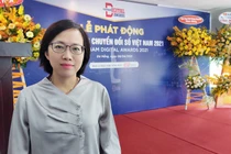 BS Trần Thanh Thuỷ - Phó Giám đốc Sở Y tế đến tham dự họp báo phát động Giải thưởng chuyển đổi số Việt Nam 2021 tại Đà Nẵng (Ảnh: Hoà Bình) 