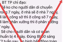 TP.HCM khẳng định người dân cẩnh thận với tin giả “không cho người dân di chuyển trong 7 ngày”. Ảnh chụp màn hình