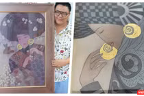 Hoạ sĩ Hà Hùng Dũng cho biết không dễ để vượt qua thử thách với tranh lụa - Ảnh: Hoà Bình