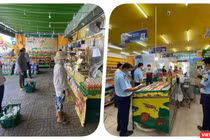 Chuỗi cửa hàng Bách Hoá Xanh đã vướng phải cơn phẫn nộ của cộng đồng người dân vì tăng giá thực phẩm mùa dịch - Ảnh Hoà Bình ghép