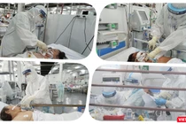 Chăm sóc bệnh nhân nặng tại Trung tâm Hồi sức tích cực người bệnh COVID-19 BV Trung ương Huế tại TP.HCM. Ảnh: Hoà Bình