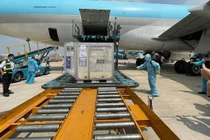 Vaccine COVID-19 về đến sân bay Tân Sơn Nhất hôm 26/2 (Ảnh: Tiến Đạt) 