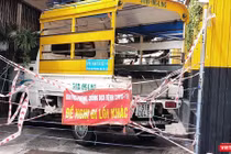 Khu vực phong toả trên đường Cách Mạng Tháng 8, quận 10. Ảnh: Hoà Bình