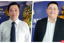 Ông Ngô Thanh Tùng - Phó Tổng Giám đốc SoftTech Đà Nẵng và ông Vũ Tuấn Anh - Phó Tổng Giám đốc Dr SME tại buổi họp báo sáng 6/4 tại Đà Nẵng (Ảnh: HB) 